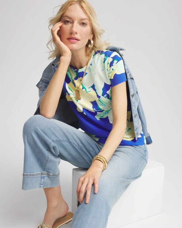 Floral Crewneck Perfect Tee - image 2